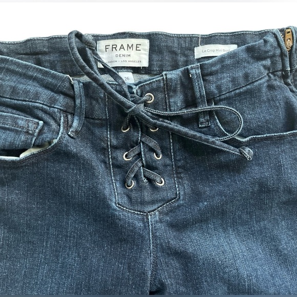 FRAME Denim Mid-rise Le Crop Mini Boot Lace Up Jeans Size 26 - Picture 5 of 6